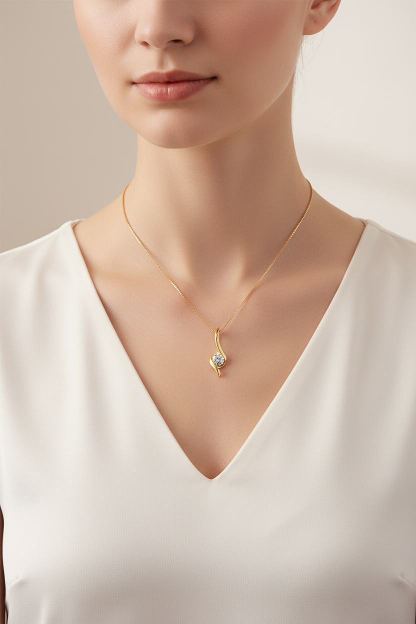 Sterling Silver Moissanite Twist Pendant Necklaces