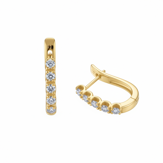 Sterling Silver Moissanite Single-Row Hoop Earrings for Women