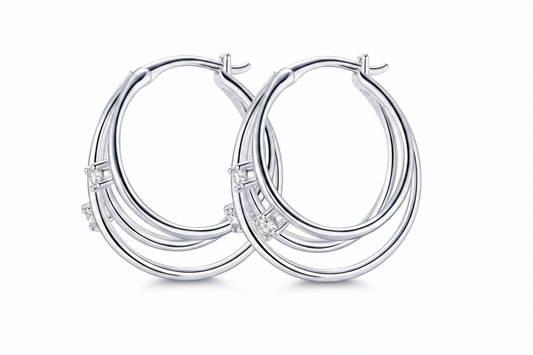 Sterling Silver Moissanite Split Hoop Earrings