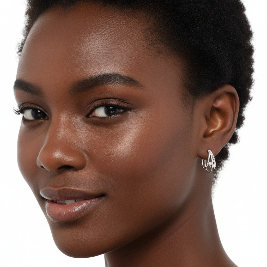 Sterling Silver Moissanite Split Hoop Earrings
