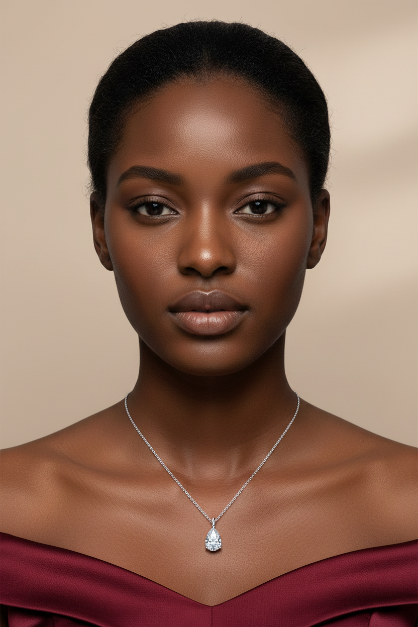 Sterling Silver Moissanite Teardrop Pendant Necklace