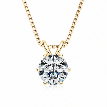 Sterling Silver Moissanite Round Pendant Necklace