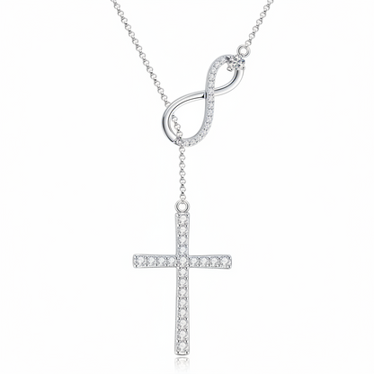 Sterling Silver Moissanite Faith Hope Love Cross Pendant Necklace
