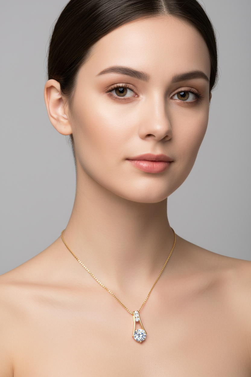 Sterling Silver Moissanite Trapeze Pendant Station Necklace