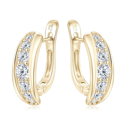 Sterling Silver Moissanite U-Shaped Women's Glider Design Hoop Earring