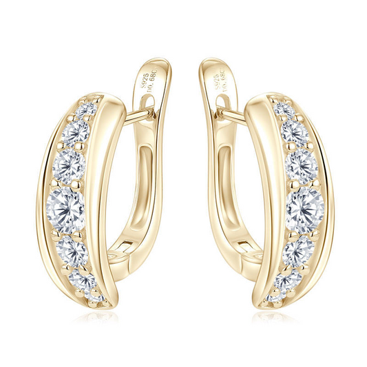Sterling Silver Moissanite U-Shaped Women's Glider Design Hoop Earring