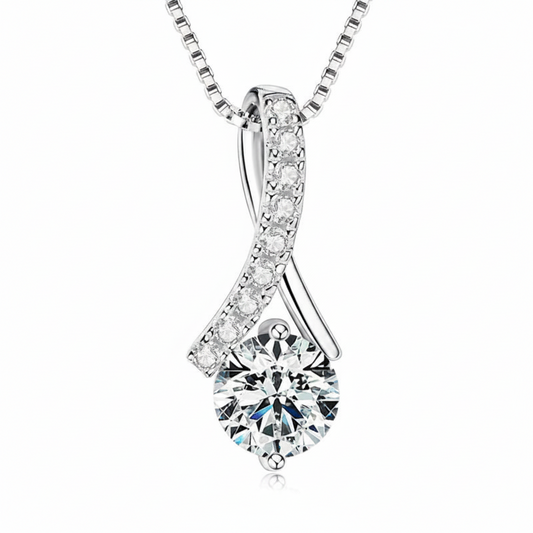 Sterling Silver Moissanite Round Shape Infinity Women Pendant Necklace