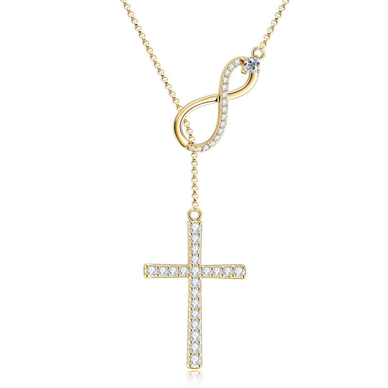 Sterling Silver Moissanite Faith Hope Love Cross Pendant Necklace