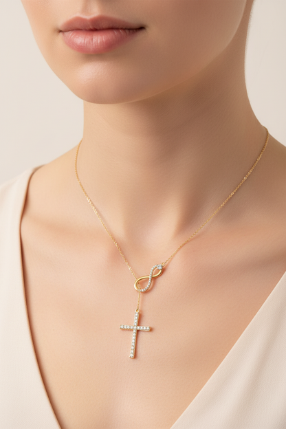 Sterling Silver Moissanite Faith Hope Love Cross Pendant Necklace