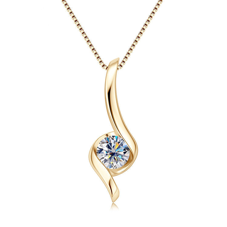 Sterling Silver Moissanite Twist Pendant Necklaces