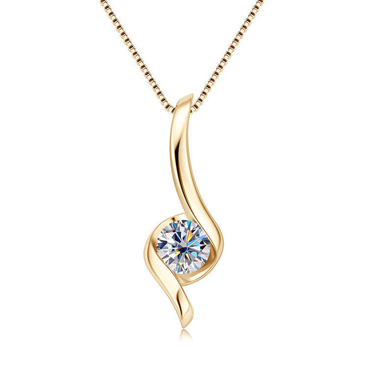 Sterling Silver Moissanite Twist Pendant Necklaces