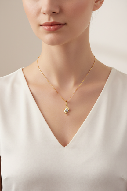 Sterling Silver Moissanite Twist Pendant Necklaces