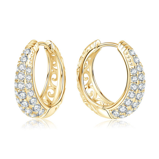 Sterling Silver Moissanite Hollow Hoop Earrings