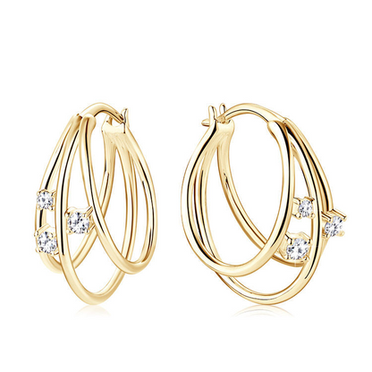 Sterling Silver Moissanite Split Hoop Earrings