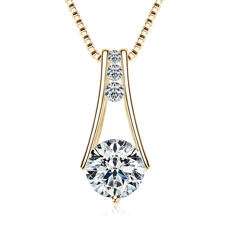 Sterling Silver Moissanite Trapeze Pendant Station Necklace