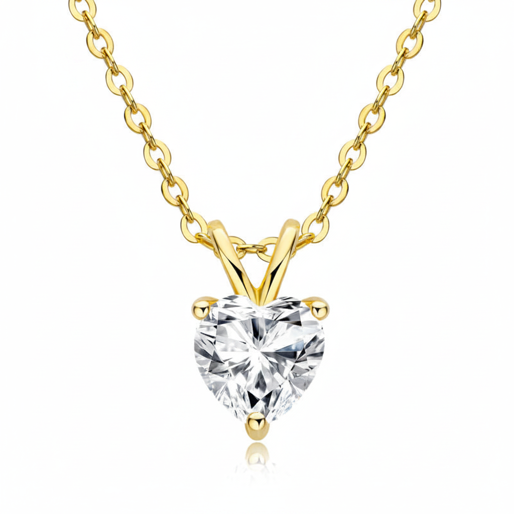 Sterling Silver Moissanite Heart pendant Necklace