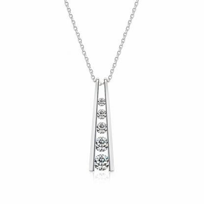 Sterling Silver Moissanite Geometric Trapezoid Pendant Necklace