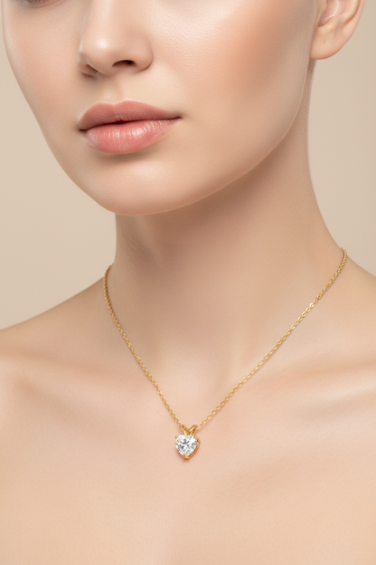 Sterling Silver Moissanite Heart pendant Necklace
