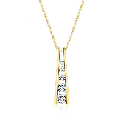 Sterling Silver Moissanite Geometric Trapezoid Pendant Necklace