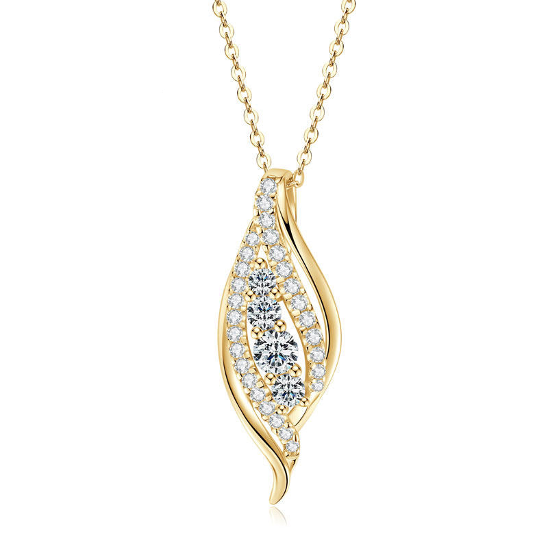 Sterling Silver Moissanite Fashion Curved Pendant Necklace