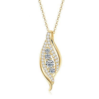 Sterling Silver Moissanite Fashion Curved Pendant Necklace