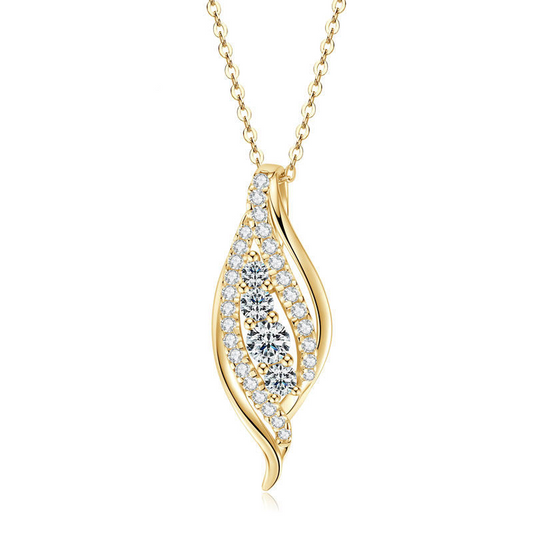 Sterling Silver Moissanite Fashion Curved Pendant Necklace