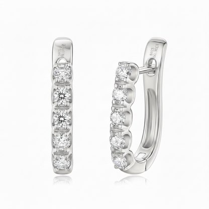 Sterling Silver Moissanite Single-Row Hoop Earrings for Women