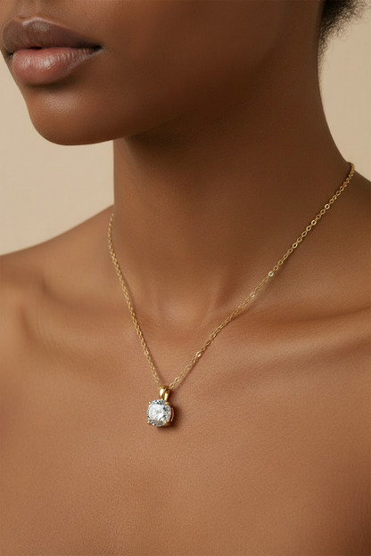 Sterling Silver Moissanite Solitaire Drop Necklace