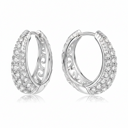 Sterling Silver Moissanite Hollow Hoop Earrings