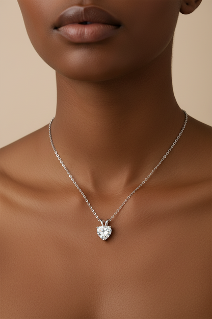 Sterling Silver Moissanite Heart pendant Necklace