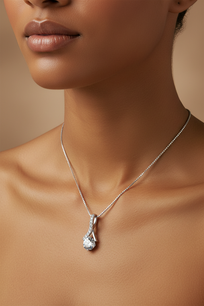 Sterling Silver Moissanite Round Shape Infinity Women Pendant Necklace