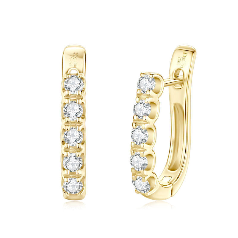 Sterling Silver Moissanite Single-Row Hoop Earrings for Women