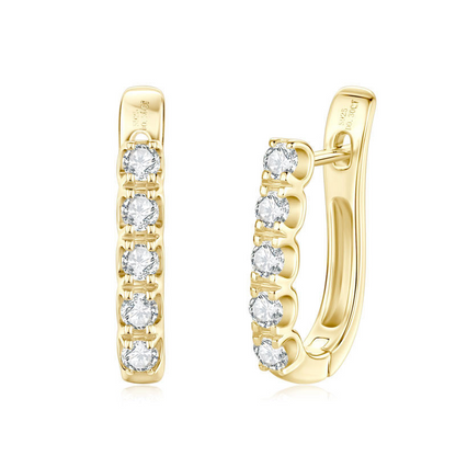 Sterling Silver Moissanite Single-Row Hoop Earrings for Women