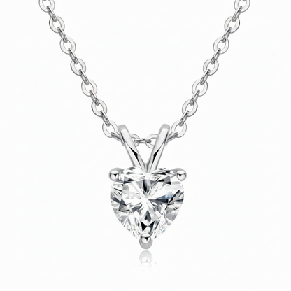 Sterling Silver Moissanite Heart pendant Necklace