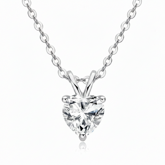 Sterling Silver Moissanite Heart pendant Necklace