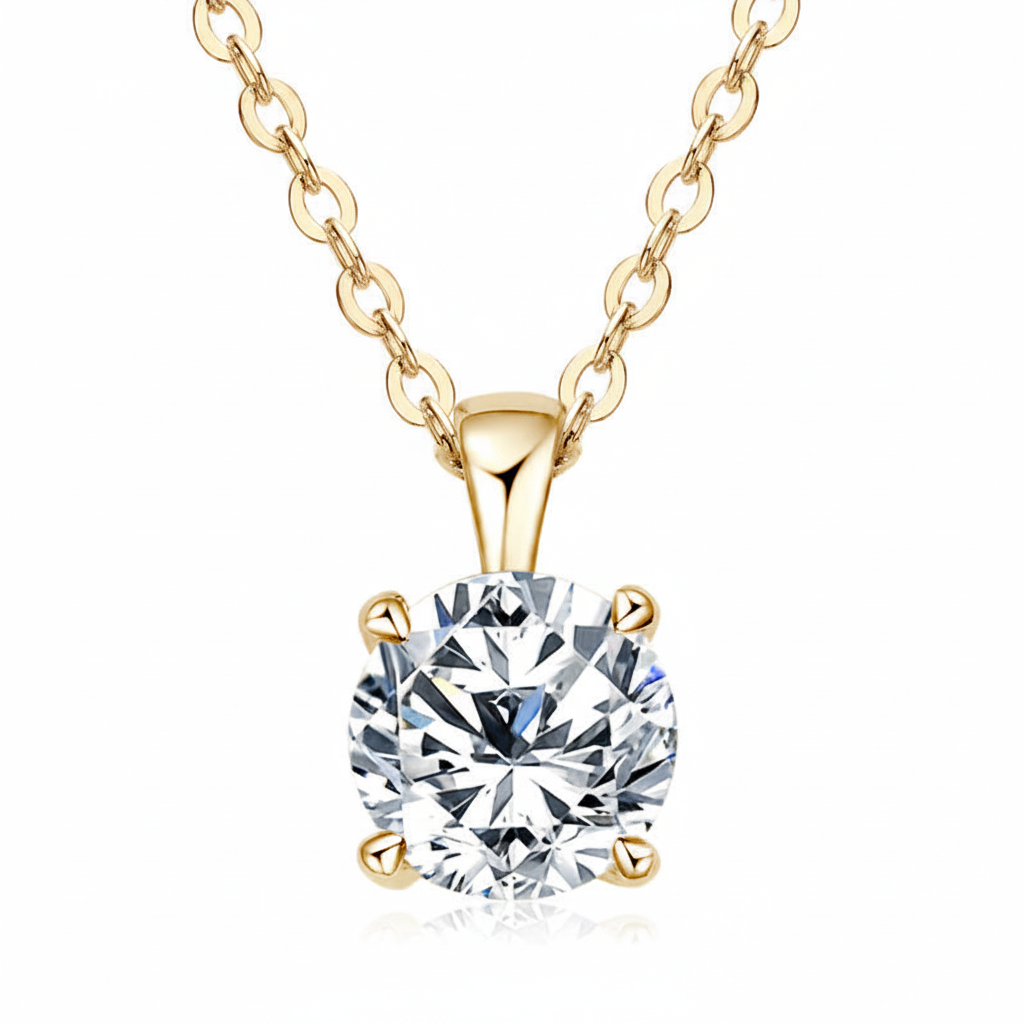 Sterling Silver Moissanite Solitaire Drop Necklace