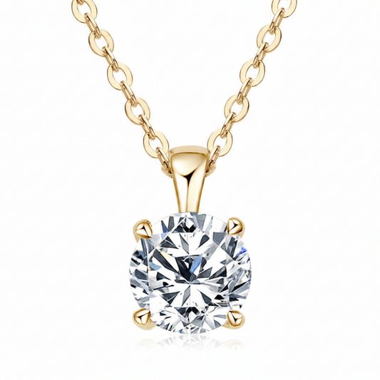 Sterling Silver Moissanite Solitaire Drop Necklace
