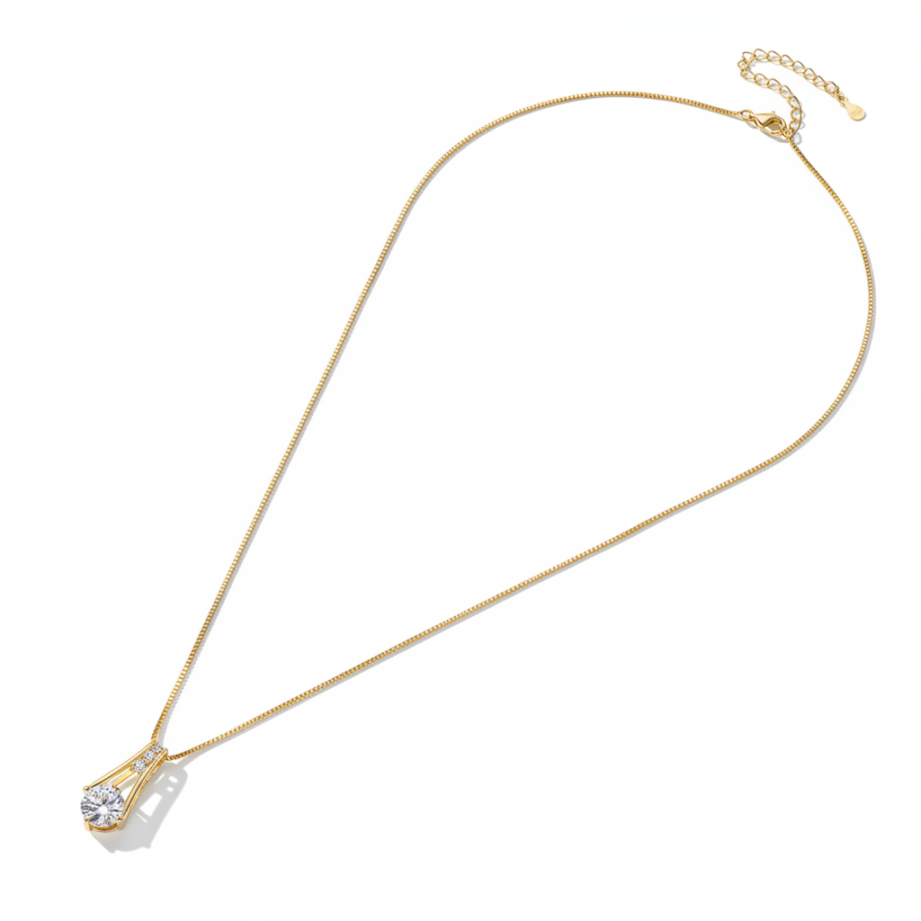 Sterling Silver Moissanite Trapeze Pendant Station Necklace