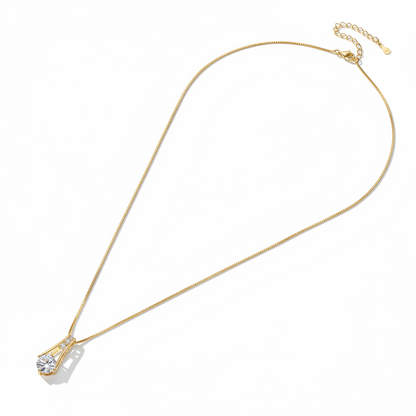 Sterling Silver Moissanite Trapeze Pendant Station Necklace