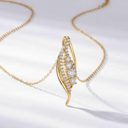 Sterling Silver Moissanite Fashion Curved Pendant Necklace