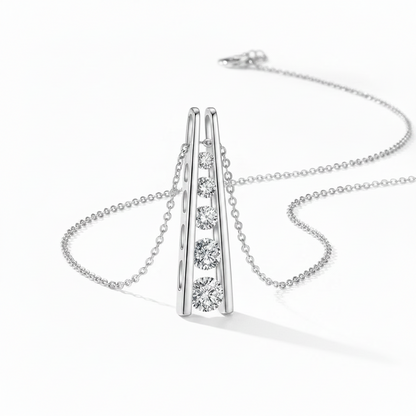 Sterling Silver Moissanite Geometric Trapezoid Pendant Necklace