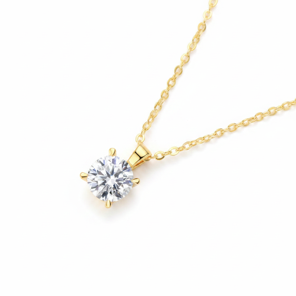 Sterling Silver Moissanite Solitaire Drop Necklace