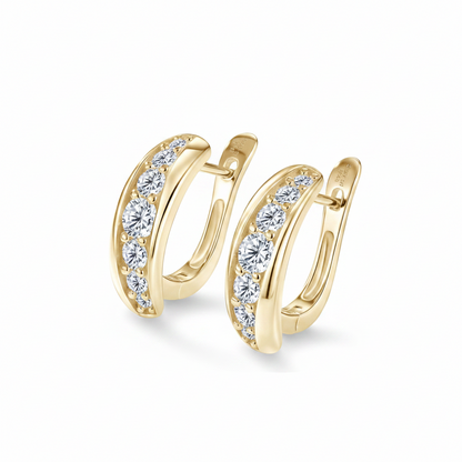 Sterling Silver Moissanite U-Shaped Women's Glider Design Hoop Earring