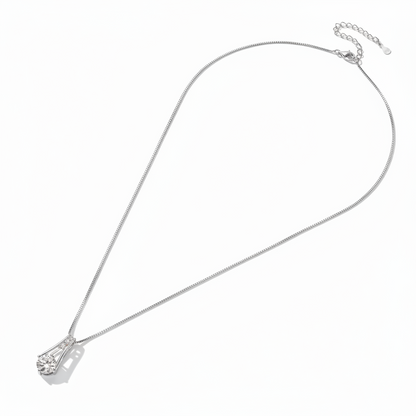 Sterling Silver Moissanite Trapeze Pendant Station Necklace