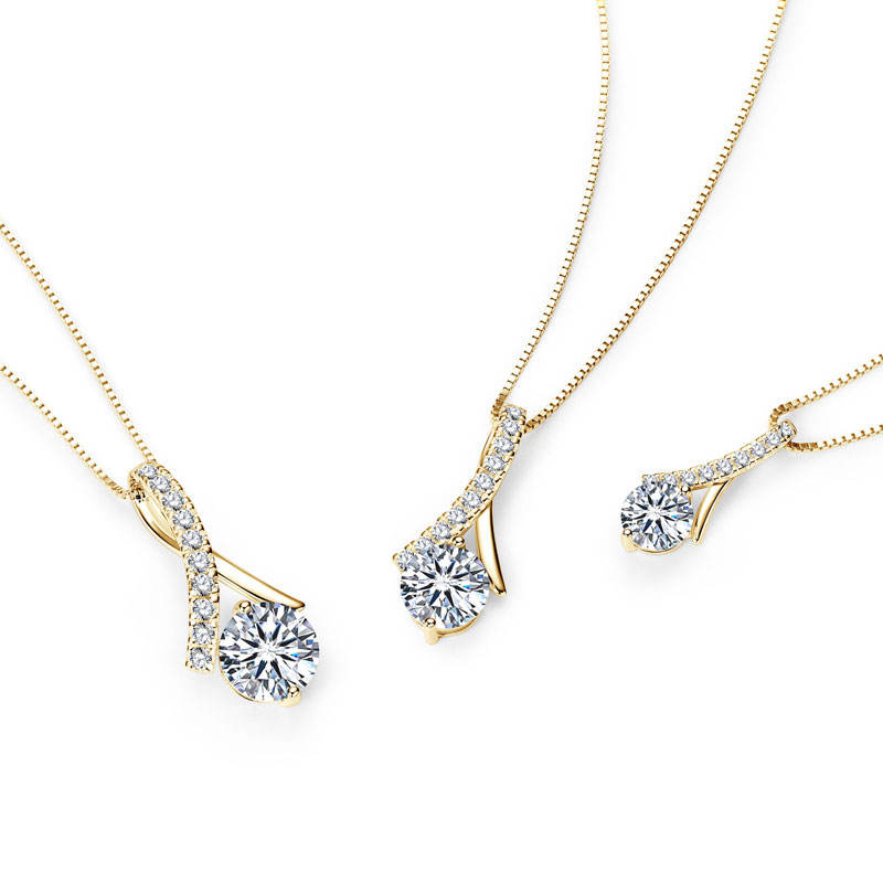 Sterling Silver Moissanite Round Shape Infinity Women Pendant Necklace