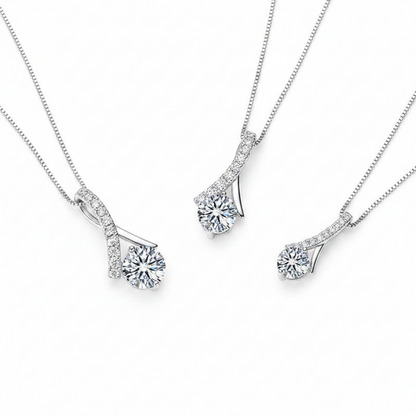 Sterling Silver Moissanite Round Shape Infinity Women Pendant Necklace