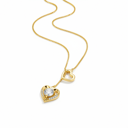 Sterling Silver Moissanite Double Heart Necklace