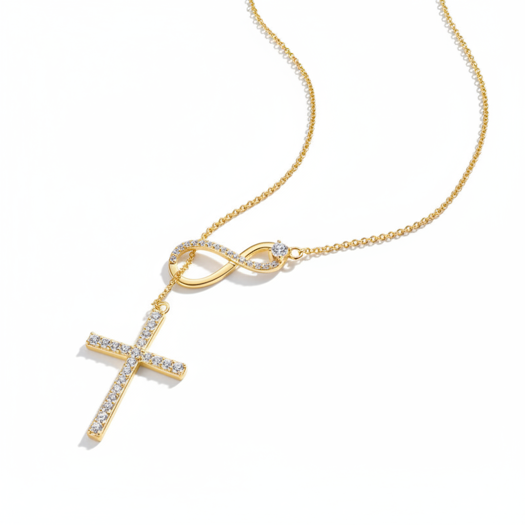 Sterling Silver Moissanite Faith Hope Love Cross Pendant Necklace