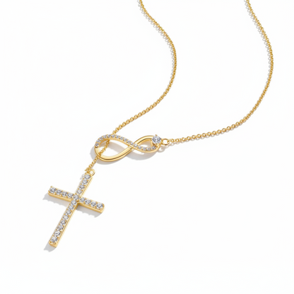 Sterling Silver Moissanite Faith Hope Love Cross Pendant Necklace