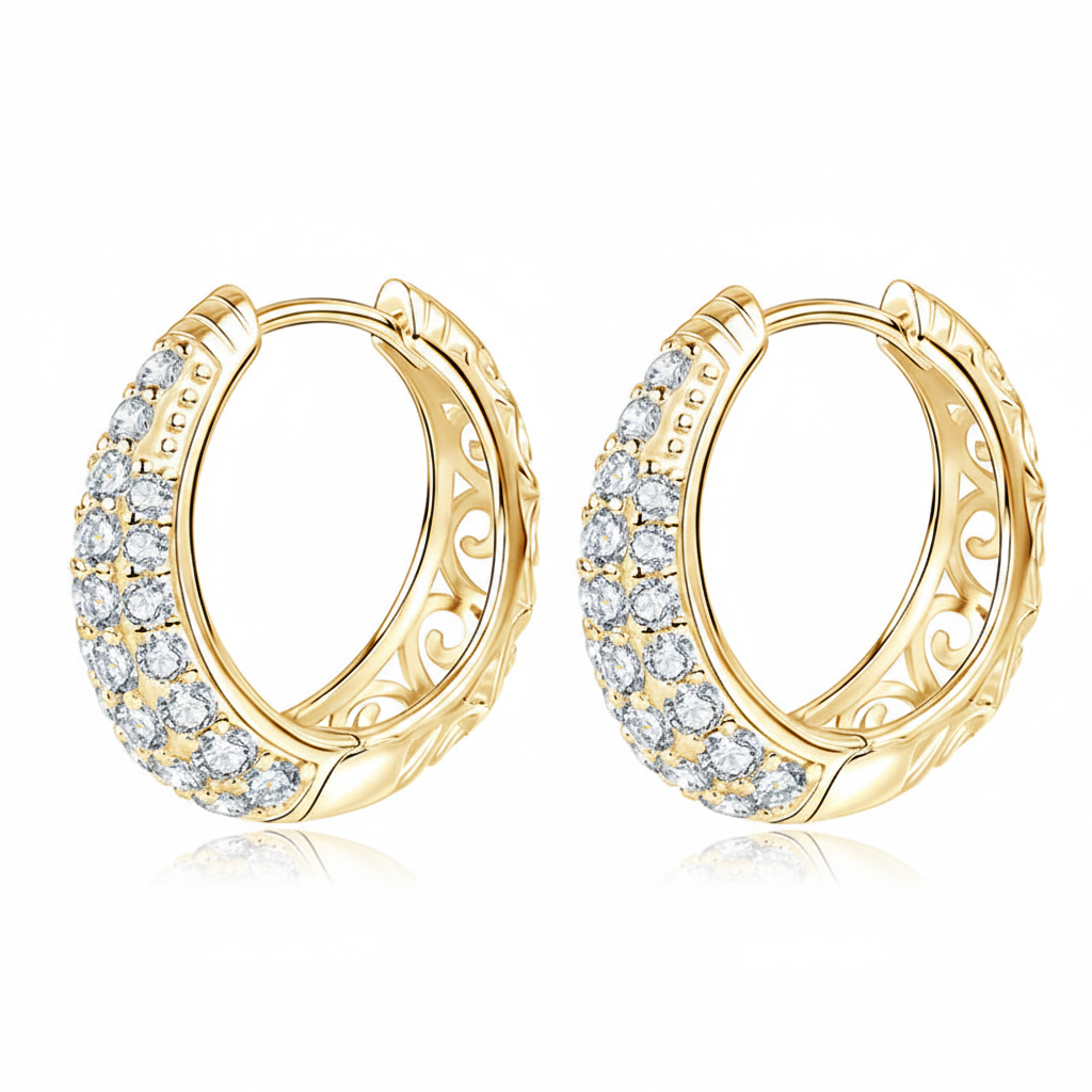 Sterling Silver Moissanite Hollow Hoop Earrings